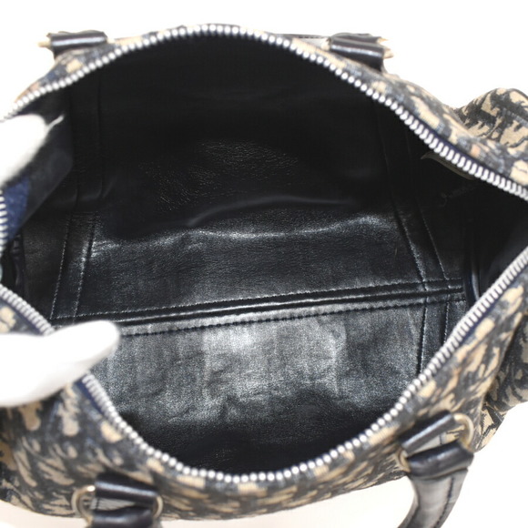 Christian Dior Trotter Handbag Small Boston Bag Navy Blue - Picture 8 of 9